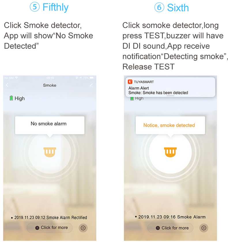 Avatto Išmanusis Wi-Fi TUYA dūmų jutiklis su sirena 85dB, baltas 2x AAA