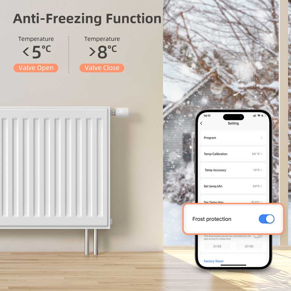 Avatto Išmanusis ZigBee TUYA termostatas radiatoriui su indikacija, 3x AA, TUYA