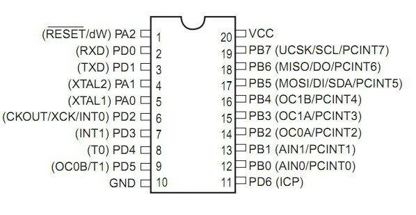 Generic AVR mikrovaldiklis - ATtiny2313A-PU