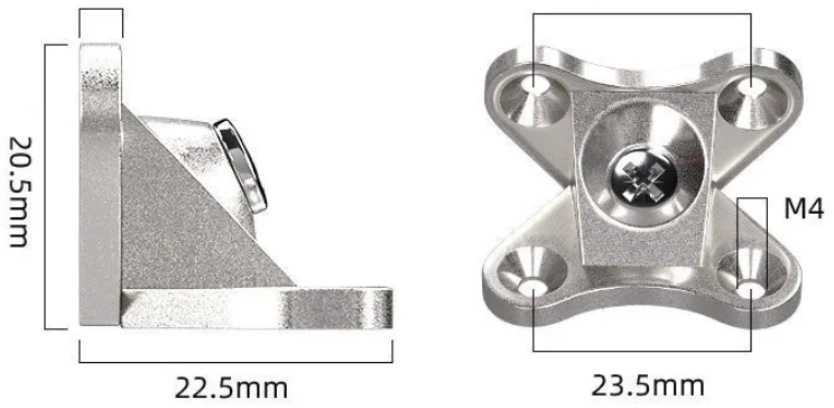 Oem Baldų kampinė jungtis 20x18mm su dangteliu - balta - Baldų laikiklis - Kampinė atrama