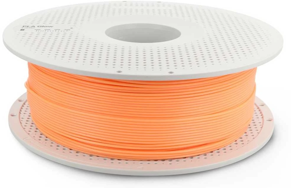 Bambu Lab PLA Glow plastikas 1.75mm 1kg – komplektuojamas su daugkartine rite – Glow Oranžinis