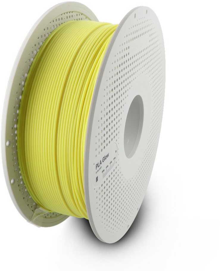 Bambu Lab PLA Glow plastikas 1.75mm 1kg – komplektuojamas su daugkartine rite – Glow Geltona