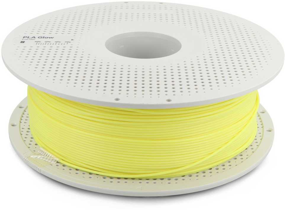 Bambu Lab PLA Glow plastikas 1.75mm 1kg – komplektuojamas su daugkartine rite – Glow Geltona