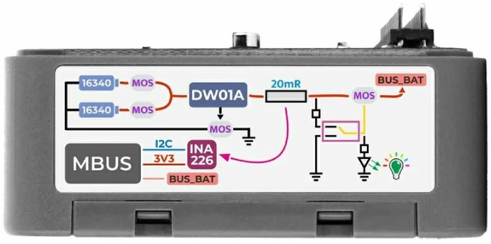 Base Dual 16340 – maitinimo bazė su 1400 mAh baterija – INA226 – M5Stack A179