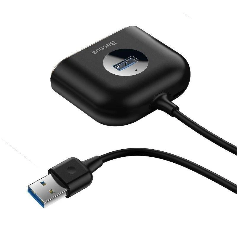 USB įkrovimo adapteris Baseus Square round 4in1 (USB3.0 TO USB3.0*1+USB2.0*3) 1m juodas CAHUB-AY01