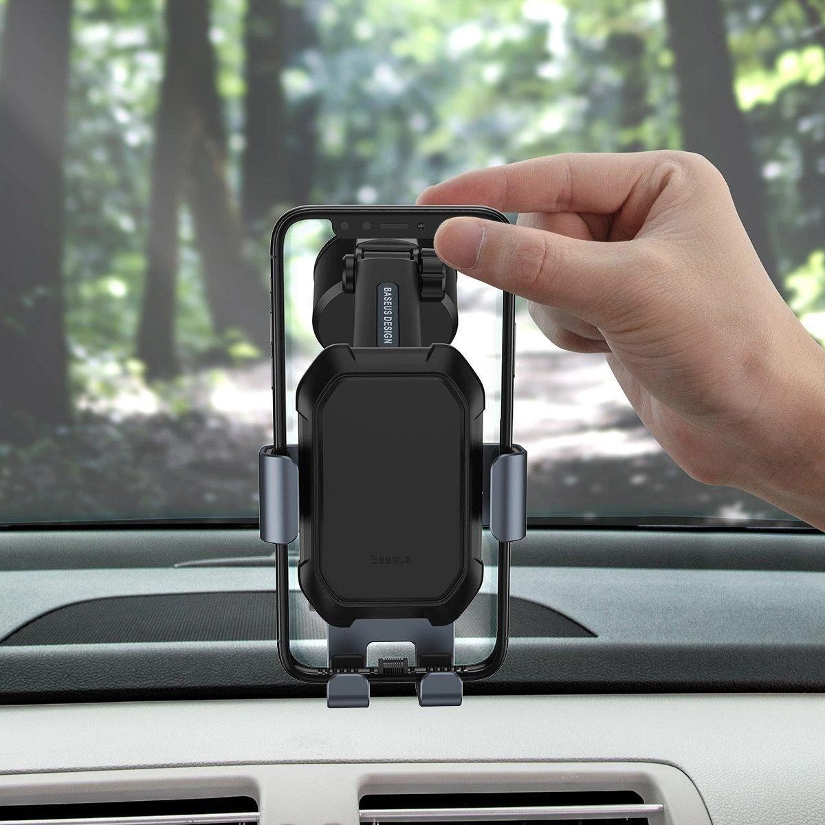 Gravity automobilinis laikiklis Baseus Tank telefonui su siurbtuku - Juodas