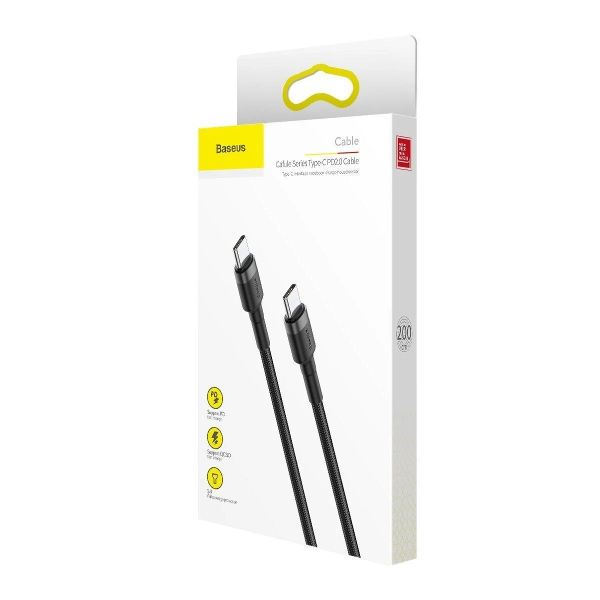 Baseus Cafule kabelis USB-C PD 2.0 QC 3.0 60W 2m - Pilka / Juoda