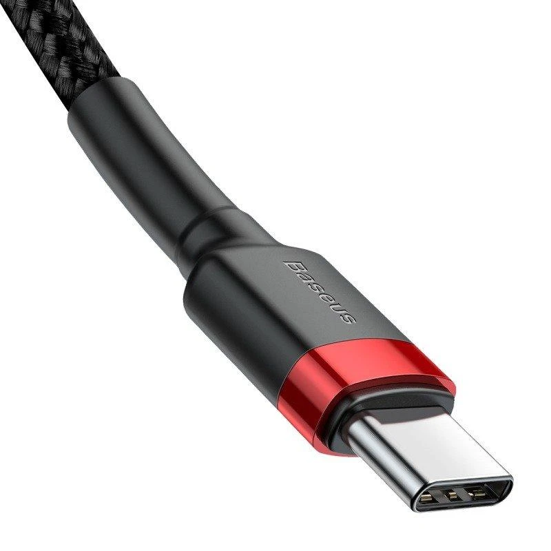Kabelis Baseus USB2.0 C-USB C kištukas 1 m, su nailoniniu šarvu Cafule, raudonas/juodas