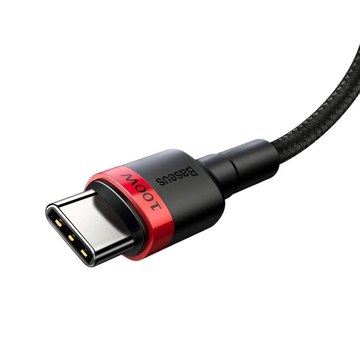 Baseus Cafule PD2.0 100W blykstė įkrovimo USB-C kabelis 20V 5A 2m - Raudonas / Juodas
