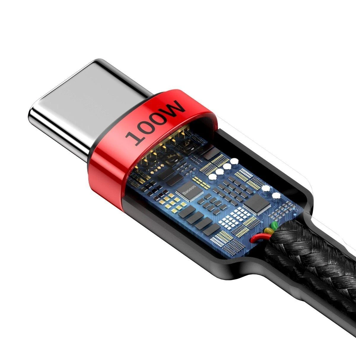 Baseus Cafule PD2.0 100W blykstė įkrovimo USB-C kabelis 20V 5A 2m - Raudonas / Juodas