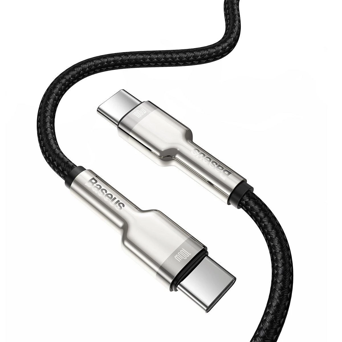 Kabelis USB C - USB C 1m 100W juodas Cafule Metal BASEUS