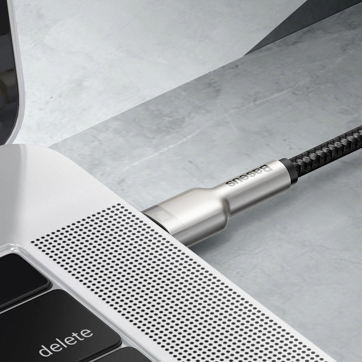 Kabelis USB C - USB C 2m 100W juodas Cafule Metal BASEUS