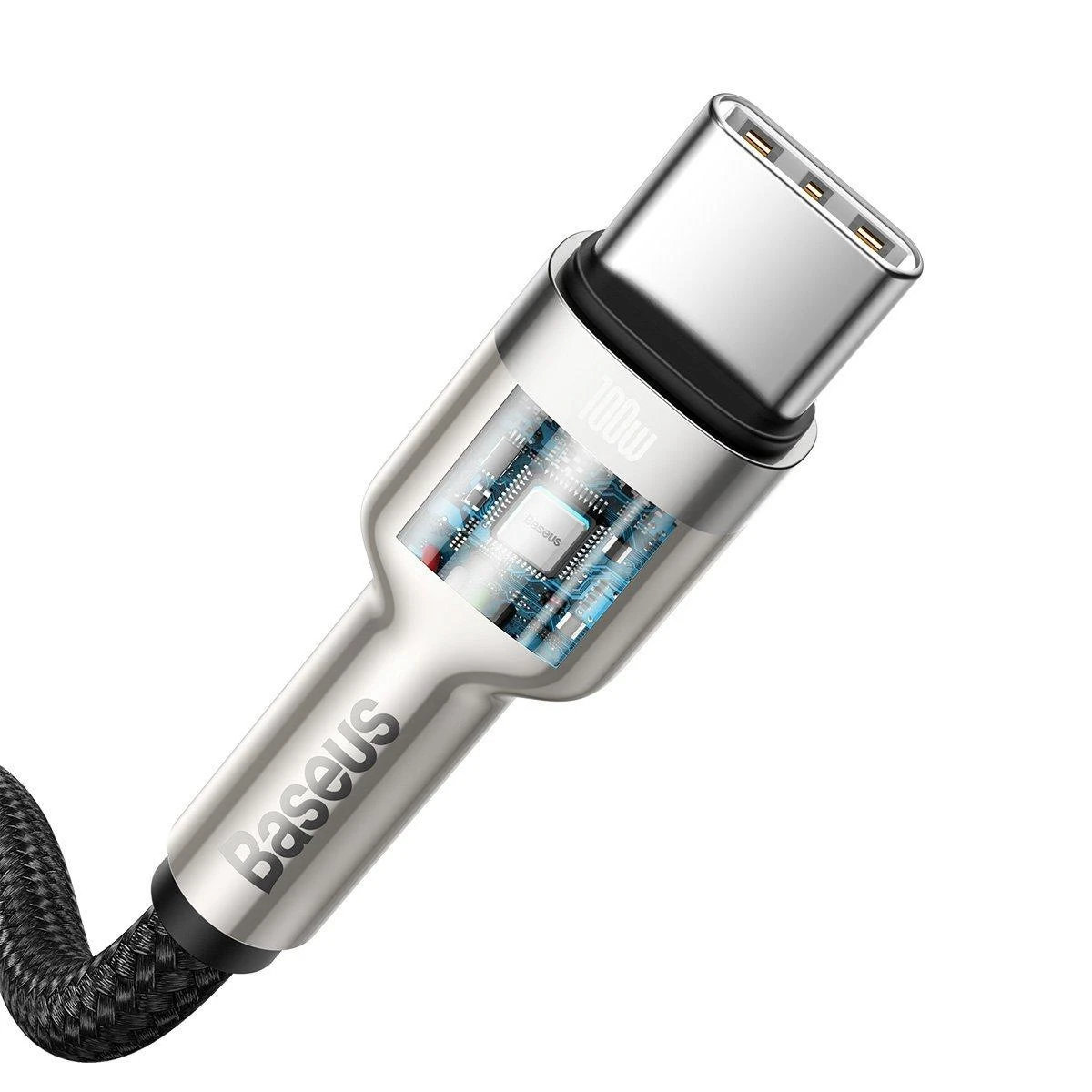 Kabelis USB C - USB C 2m 100W juodas Cafule Metal BASEUS