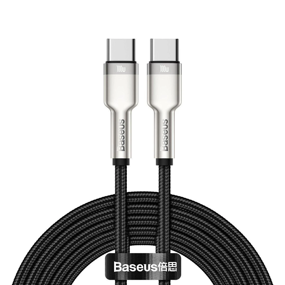 Kabelis USB C - USB C 2m 100W juodas Cafule Metal BASEUS