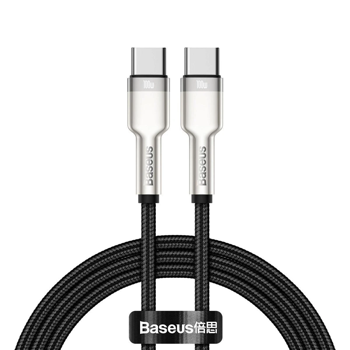 Kabelis USB C - USB C 1m 100W juodas Cafule Metal BASEUS