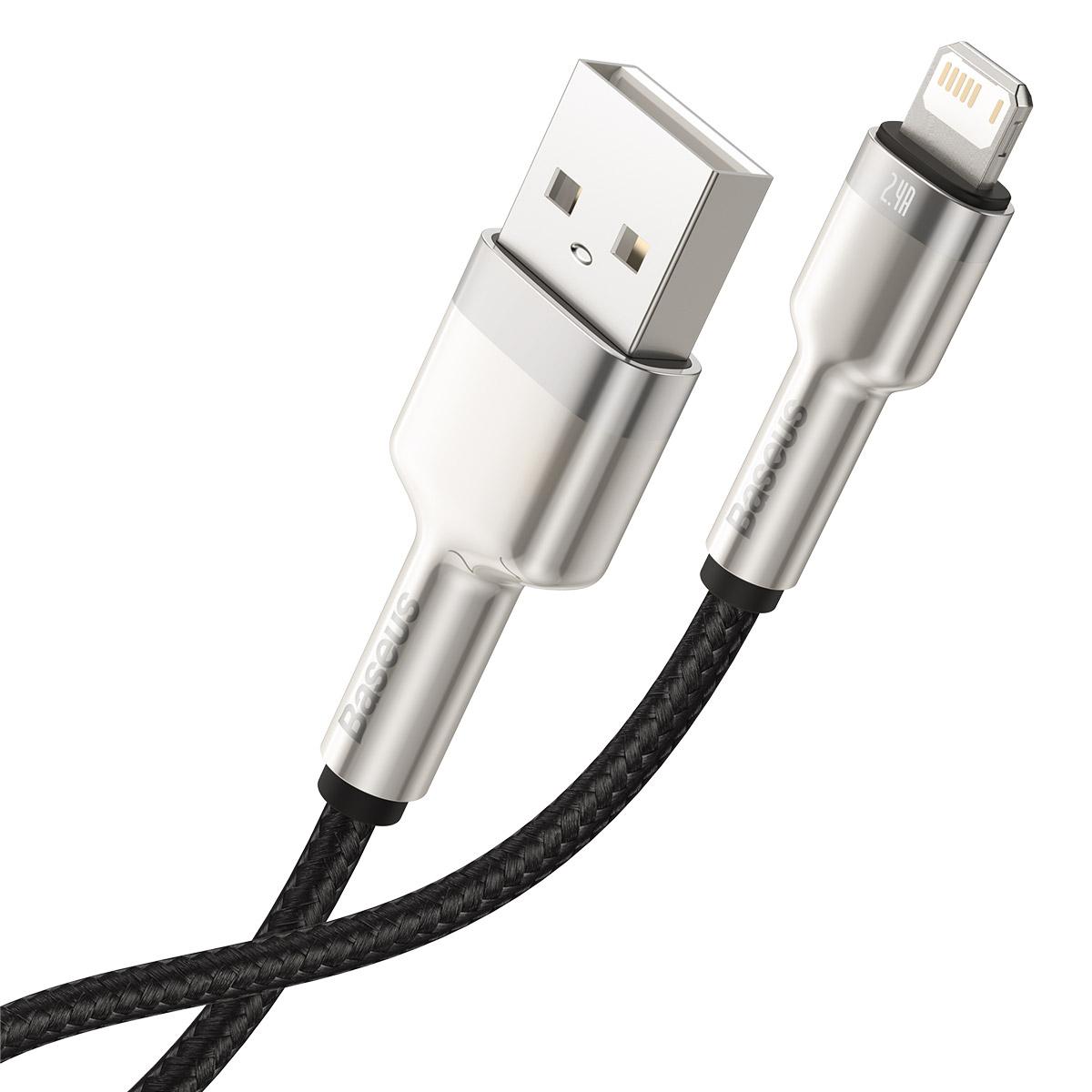 Baseus Cafule USB - Lightning kabelis 2.4A 0.25m - Juodas