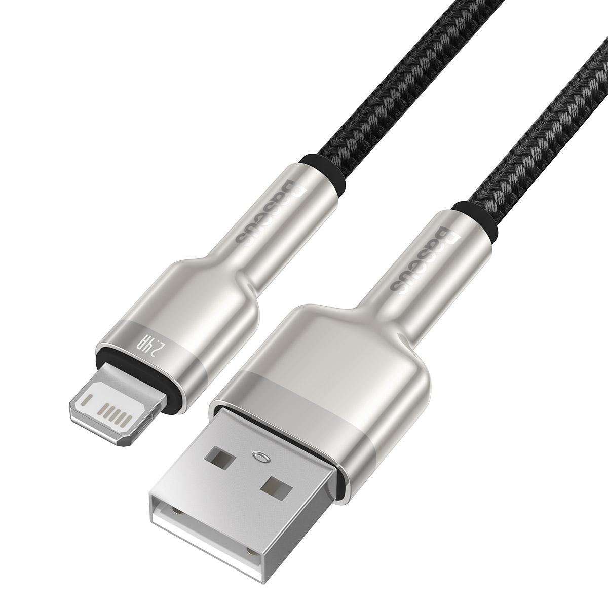 Baseus Cafule USB - Lightning kabelis 2.4A 0.25m - Juodas