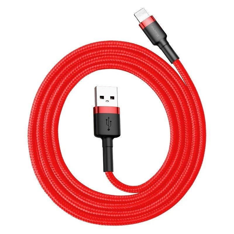Kabelis Baseus USB2.0 A - IP lightning, 0.5 m, QC3.0 su nailoniniu šarvu Cafule raudonas/juodas