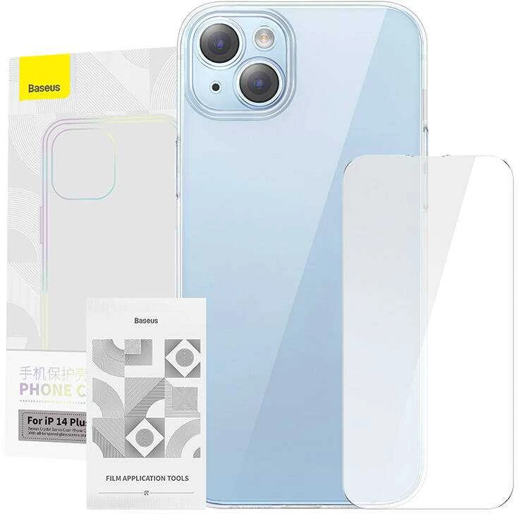 Baseus Crystal serijos dėklas, skirtas iPhone 14 Plus + grūdintas stiklas
