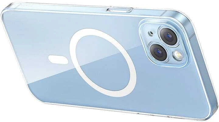 Baseus Crystal serijos magnetinis dėklas, skirtas iPhone 14 Plus + grūdintas stiklas