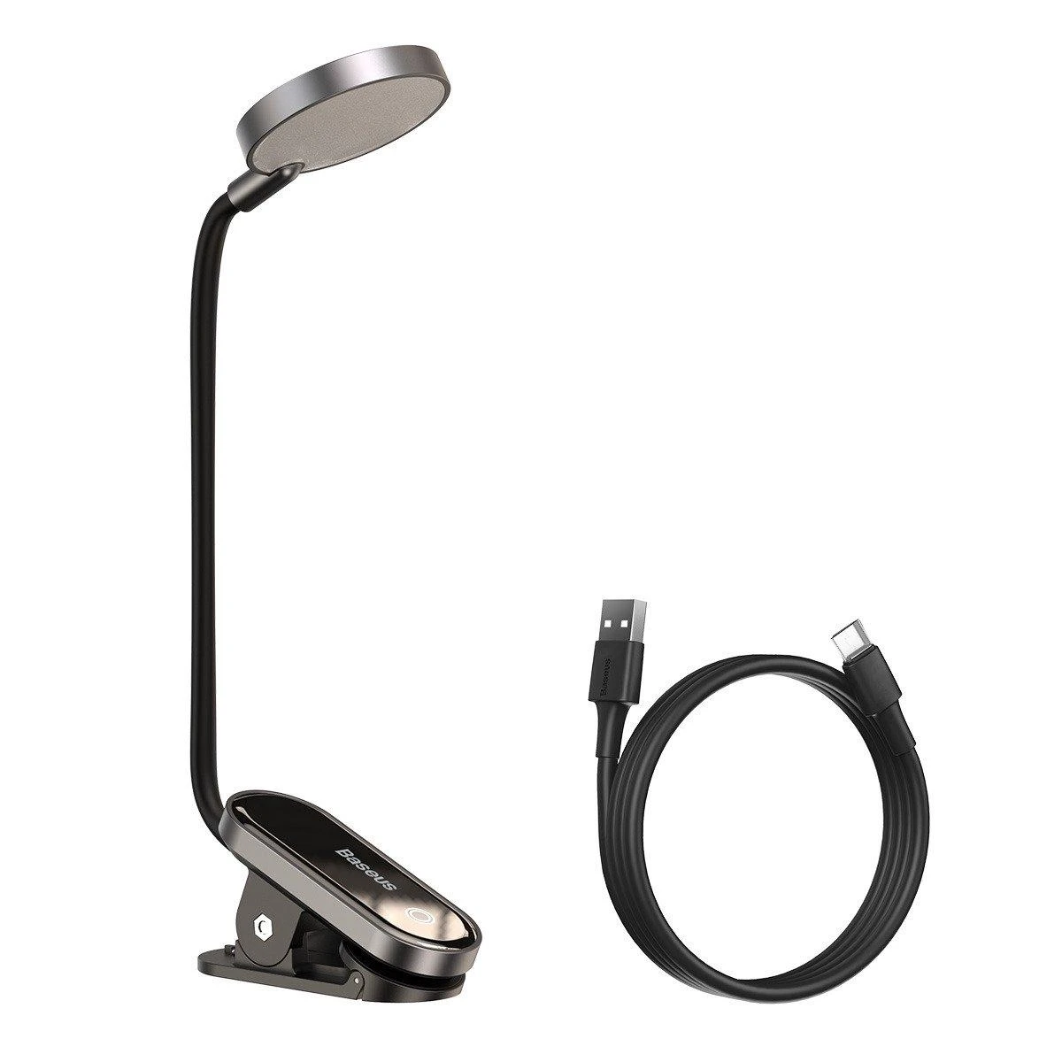 Baseus Prisegama skaitymo LED lempa, įkraunama USB, 3W, neutraliai balta