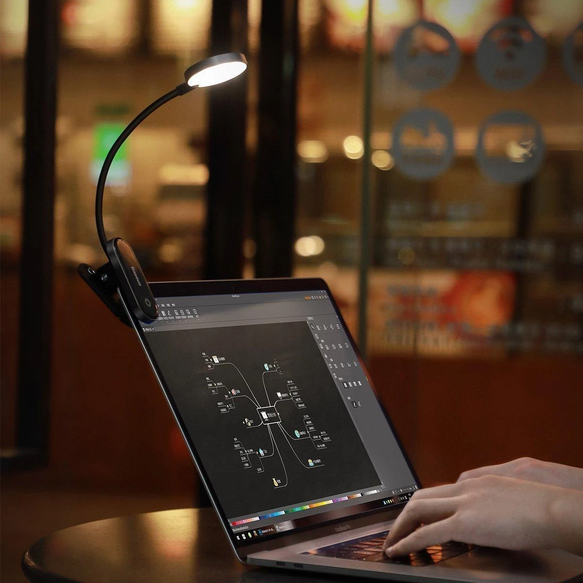 Baseus Prisegama skaitymo LED lempa, įkraunama USB, 3W, neutraliai balta