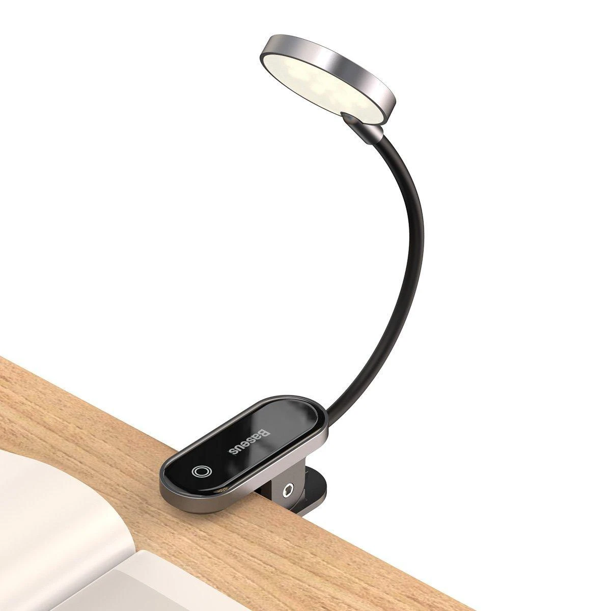 Baseus Prisegama skaitymo LED lempa, įkraunama USB, 3W, neutraliai balta