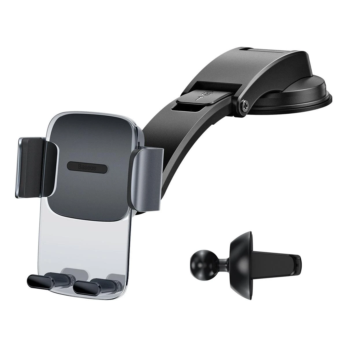 Baseus Easy Control Clamp automobilinis telefono laikiklis grotelėms arba prietaisų skydeliui – Juodas