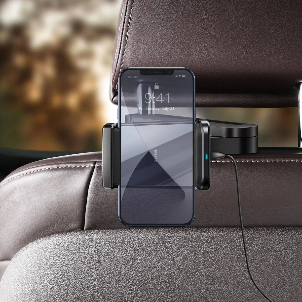 Baseus Energy Automobilinis telefono laikiklis su belaidžiu įkrovimu - Juodas