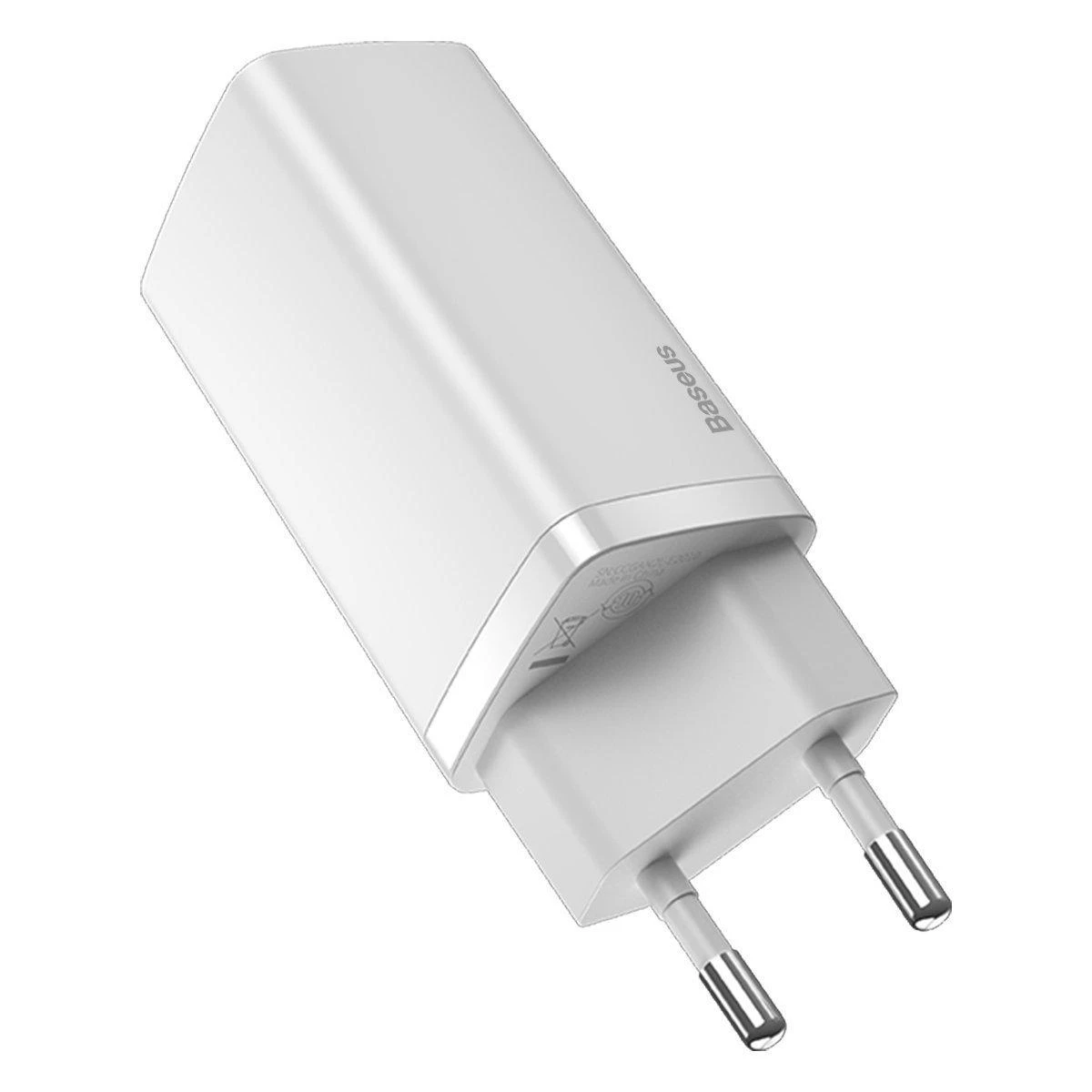 Baseus Sieninis įkroviklis GaN2 Lite 65W USB + USB-C QC4+ PD3.0 SCP FCP AFC, baltas