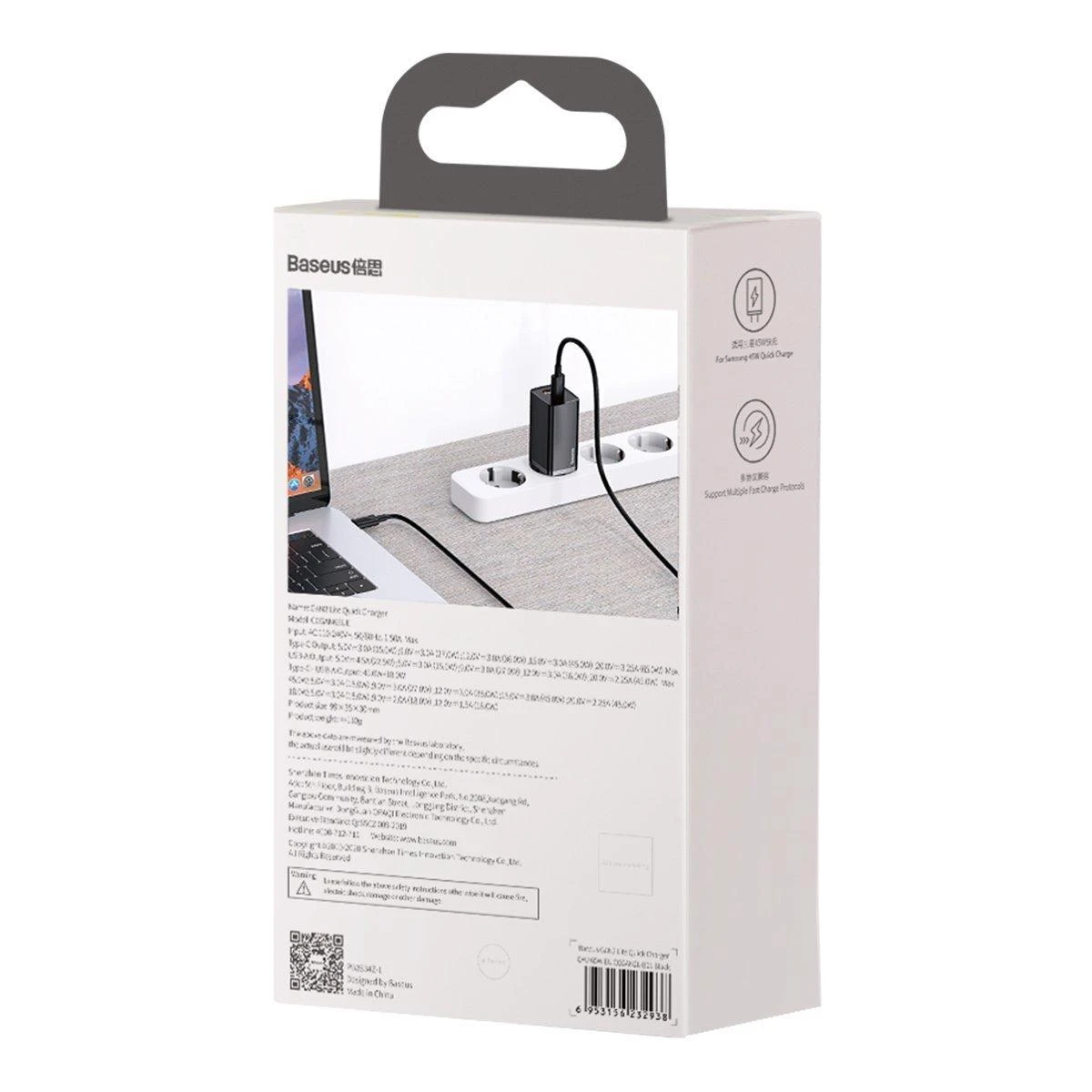 Baseus GaN2 Lite greitas kelioninis įkroviklis USB + C 65W EU - Juodas