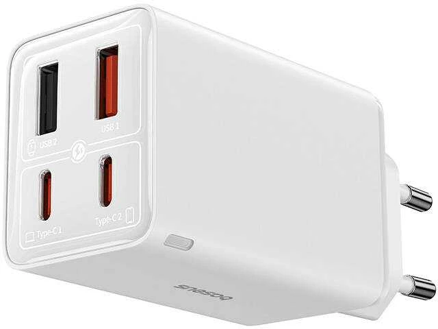 Baseus GAN6 Pro greitas įkroviklis, 2xUSB-C + 2xUSB, 65W (balta)