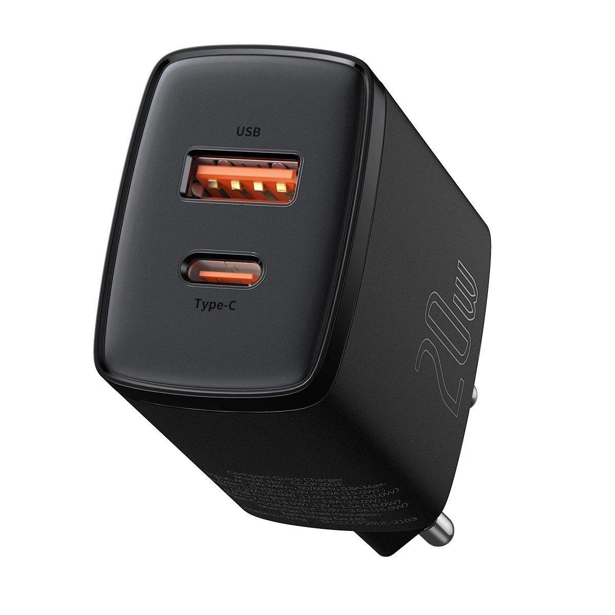 Baseus 20W dviejų jungčių įkroviklis su USB-A ir USB-C