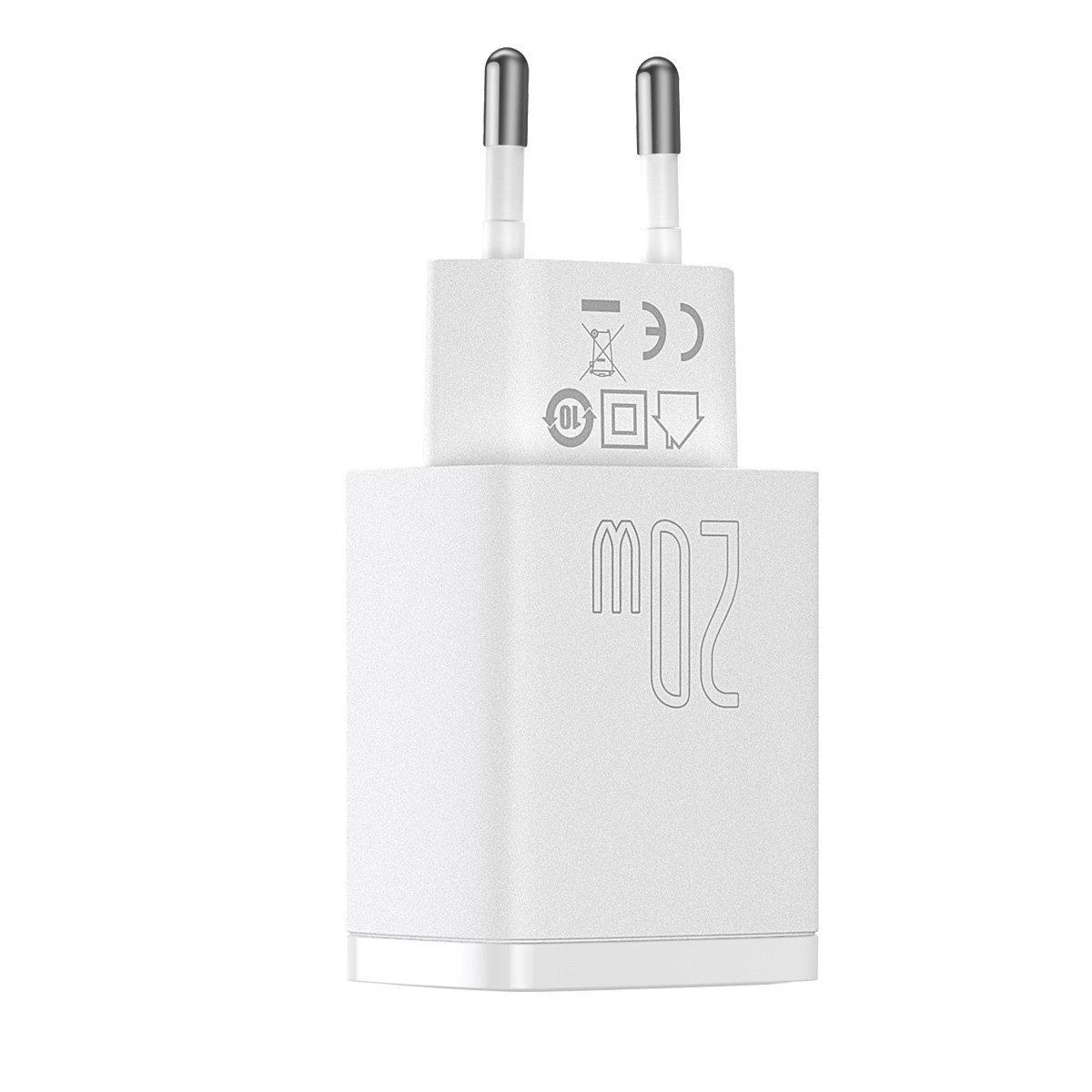 Įkroviklis Baseus Compact Quick Charger 20W USB-C/USB-A baltas CCXJ-B02
