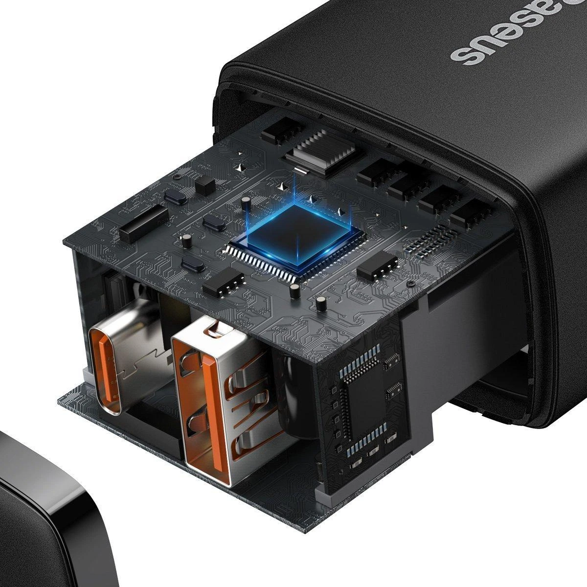 Baseus Kompaktiškas sieninis greitasis įkroviklis USB-C 20W, Juodos spalvos (CCXJ-B01)