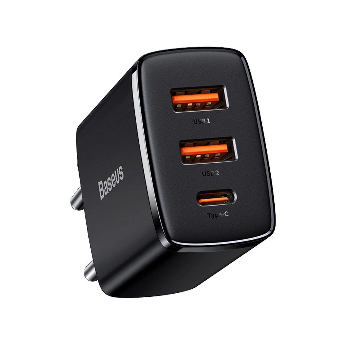 Baseus Sieninis įkroviklis 30W 2xUSB + USB-C QC3.0 PD3.0, juodas