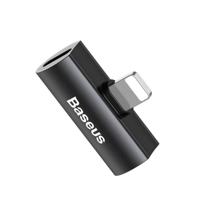 Baseus L46 audio adapteris Lightning-2x Lightning - Juoda