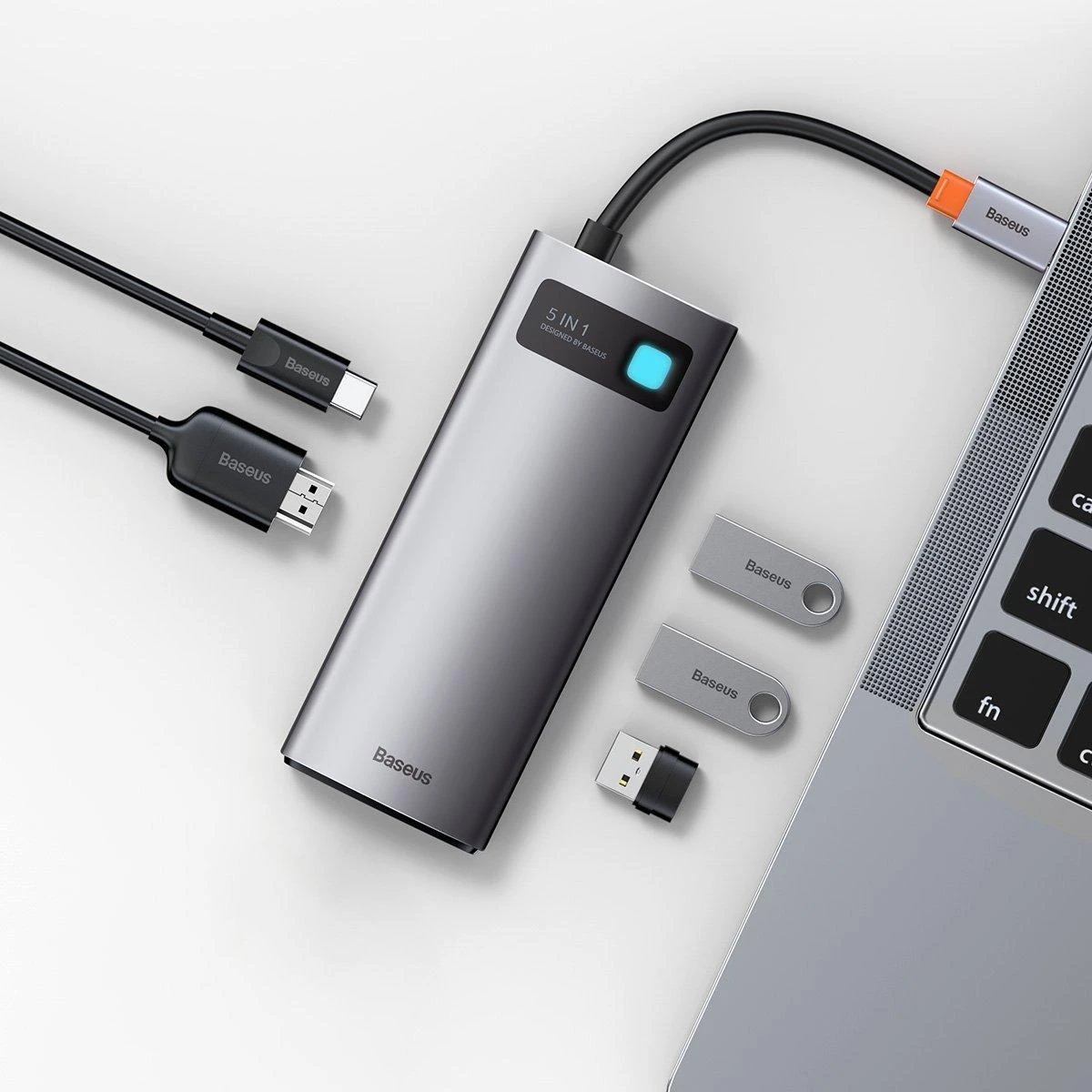 Baseus Metal Gleam serijos 5in1 stebulė, nuo USB-C iki 3x USB 3.0 + HDMI + USB-C PD