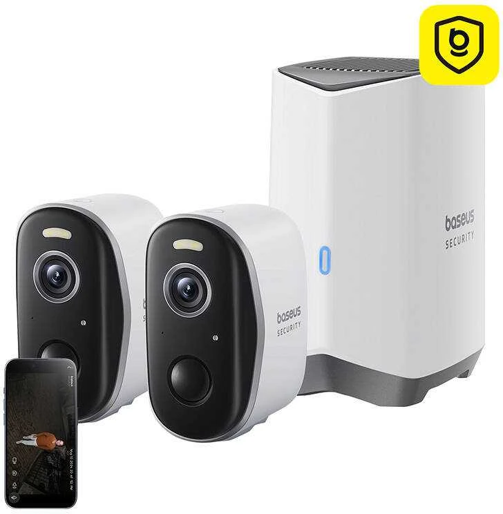 Baseus N1 2K lauko kamerų rinkinys iš 2 (baltas)