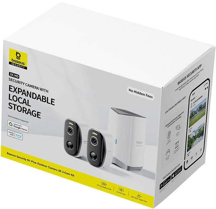 Baseus N1 Plus 2K lauko kamerų rinkinys (baltas)