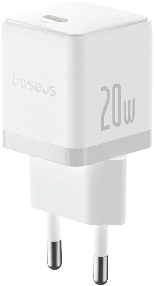 Baseus Sieninis įkroviklis Palm 20W USB-C QC3.0 PD3.0 su USB-C kabeliu 1m, baltas