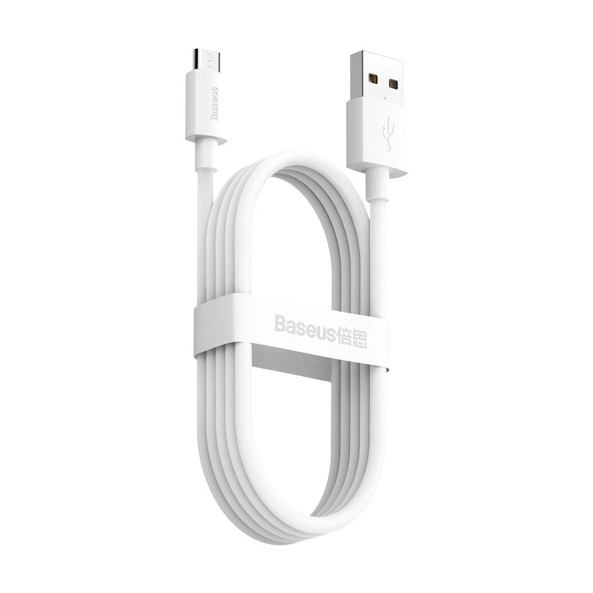 Baseus Simple Wisdom Data kabelių rinkinys USB Micro 2.1a (2vnt) 1.5m - Baltas