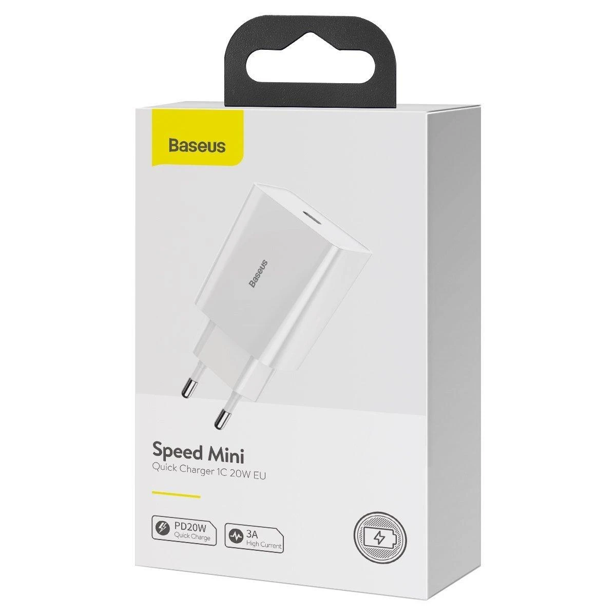Baseus Speed Mini greitas įkroviklis USB-C PD 3A 20W baltas