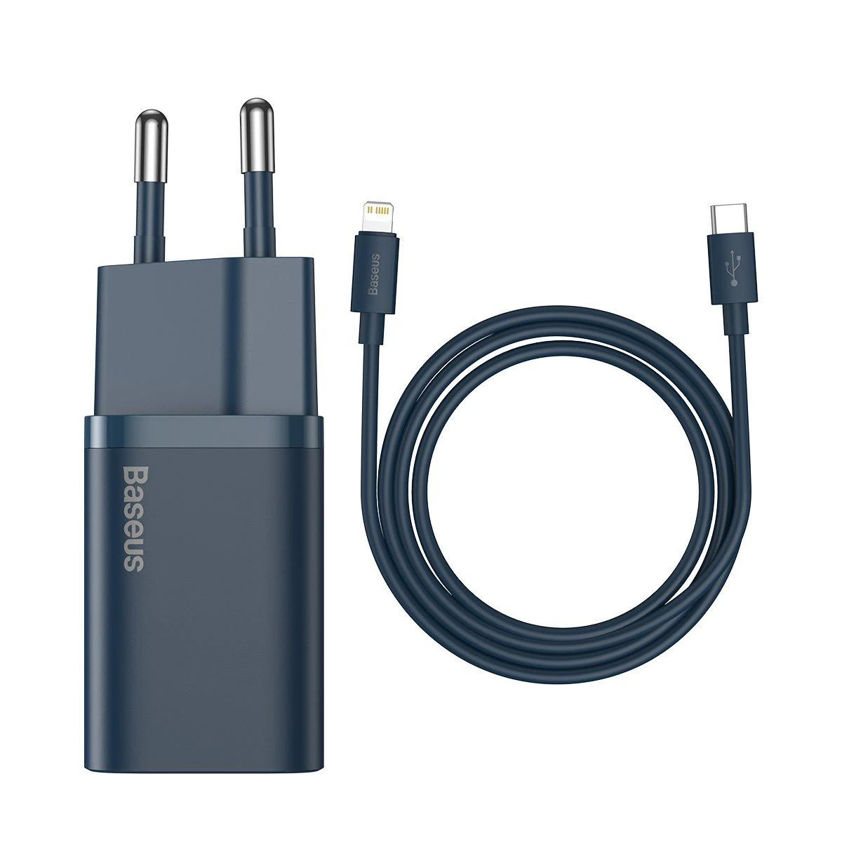 Baseus Super Si 1C 20W greitas sieninis įkroviklis su 1m USB-C - Lightning kabeliu - Mėlynas