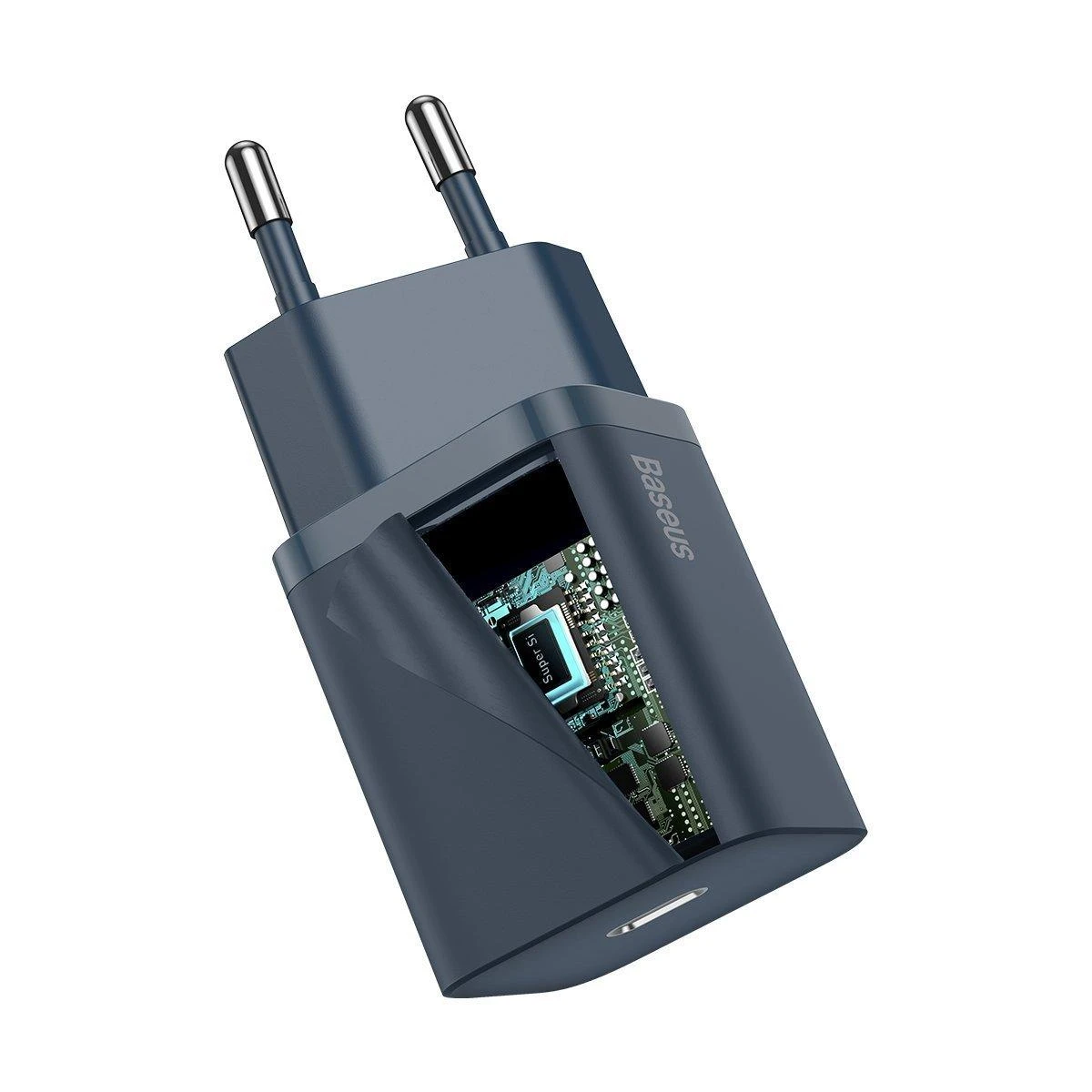 Baseus Super Si 1C 20W greitas sieninis įkroviklis su 1m USB-C - Lightning kabeliu - Mėlynas