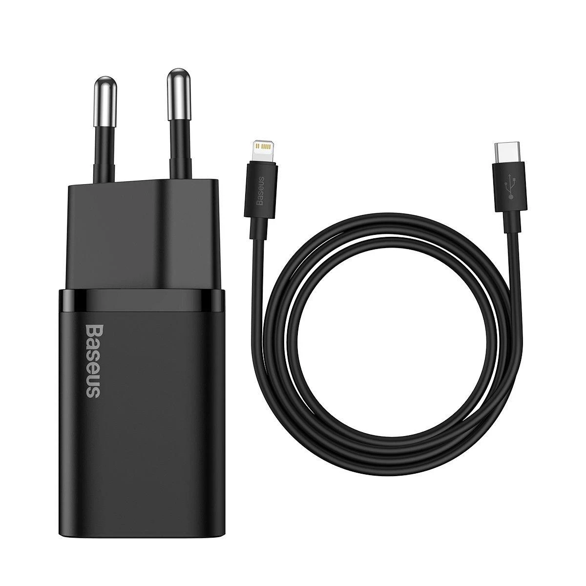 Baseus super Si Greitas įkroviklis 1C 20W su USB-C - Lightning kabeliu 1m - Juodas