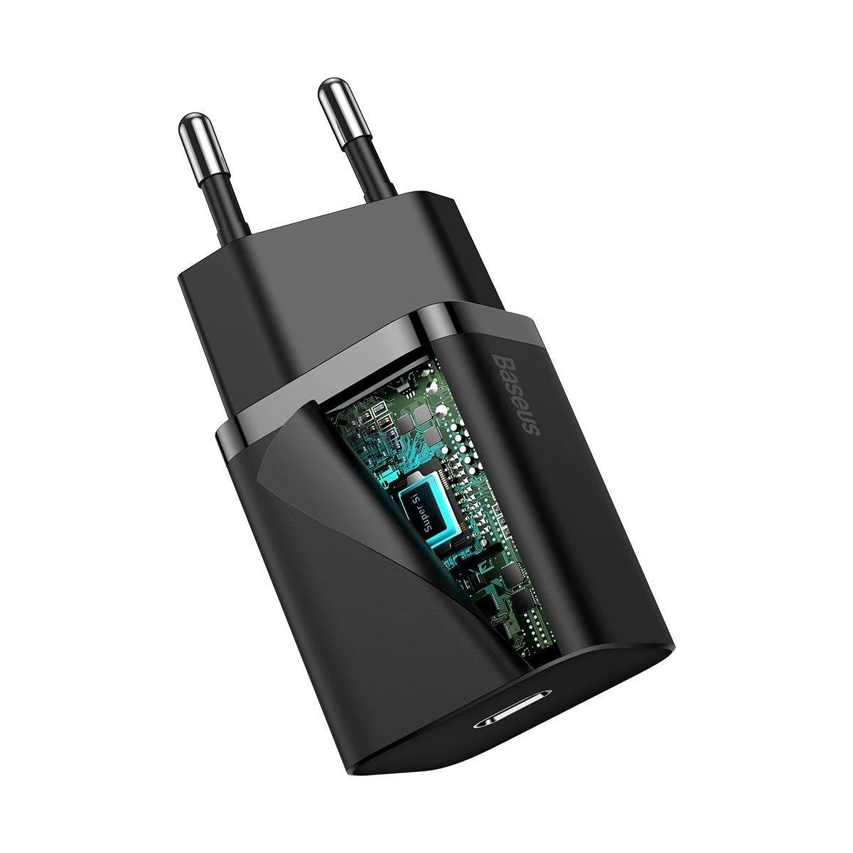 Baseus super Si Greitas įkroviklis 1C 20W su USB-C - Lightning kabeliu 1m - Juodas