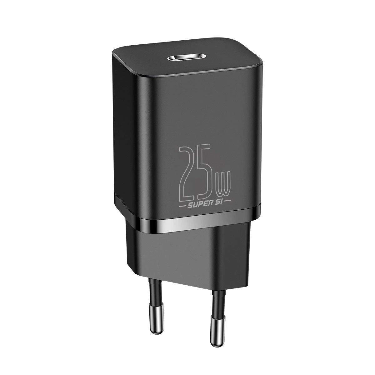 Baseus Super Si greitas įkroviklis 1C 25W su USB-C - USB-C kabelis 1m - Juodas