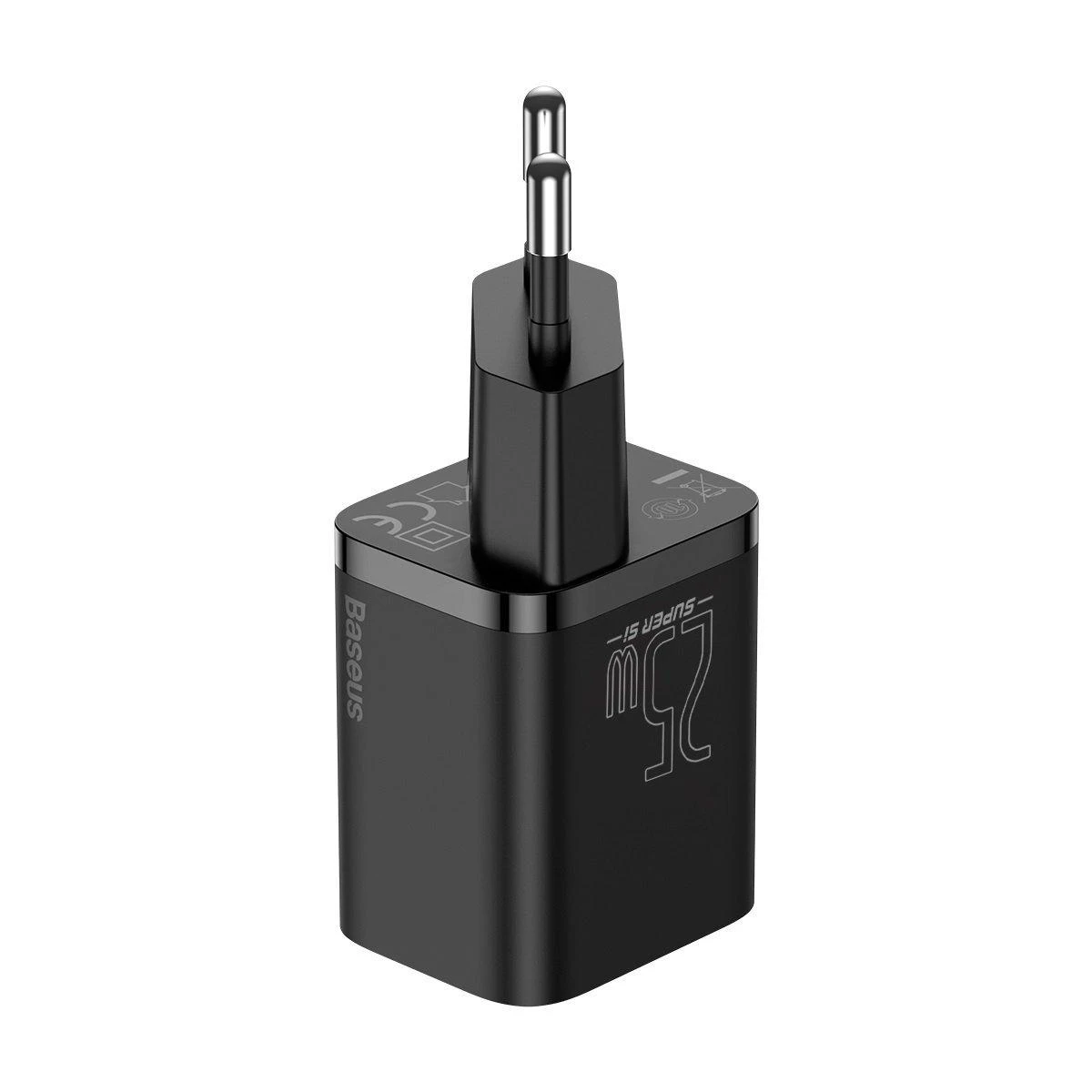 Baseus Super Si greitas įkroviklis 1C 25W su USB-C - USB-C kabelis 1m - Juodas