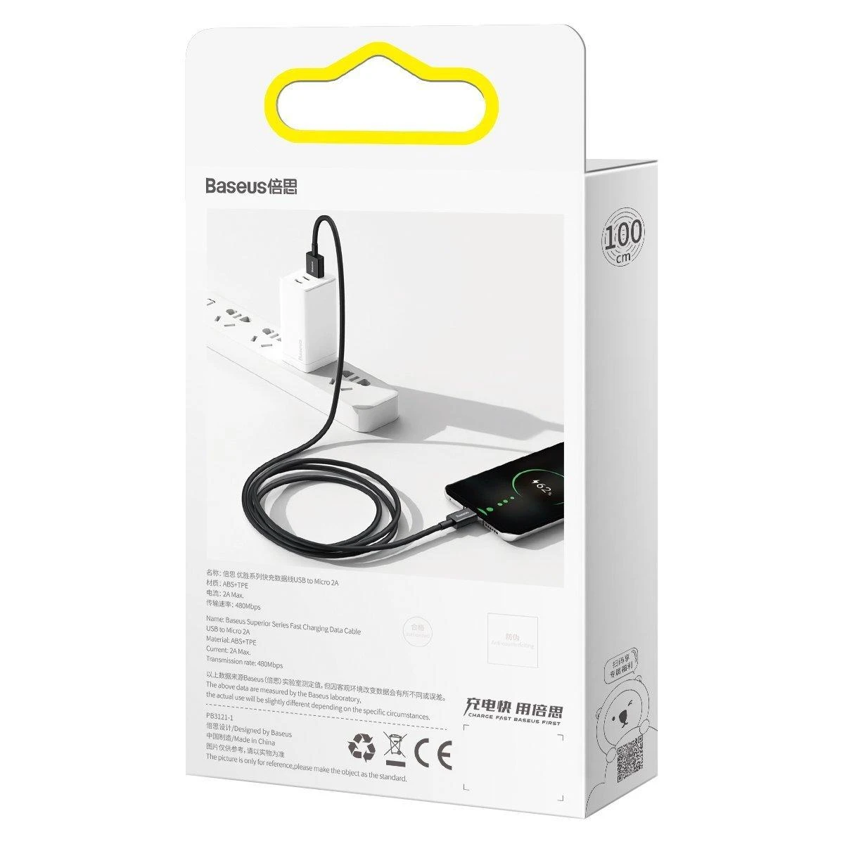 USB kabelis Baseus Superior iš USB į microUSB 2A 2.0m juodas CAMYS-A01